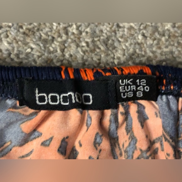 BOOHOO Tropical themed Palm Leaf Stretchy dress 8 Maxi party boho casual summer - Picture 10 of 13